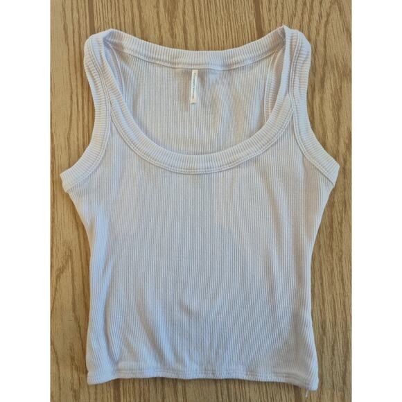 Gooseberry Intimates White Lounge Ribbed Crop Tank Size Small Ringer Beater EUC - Picture 1 of 8